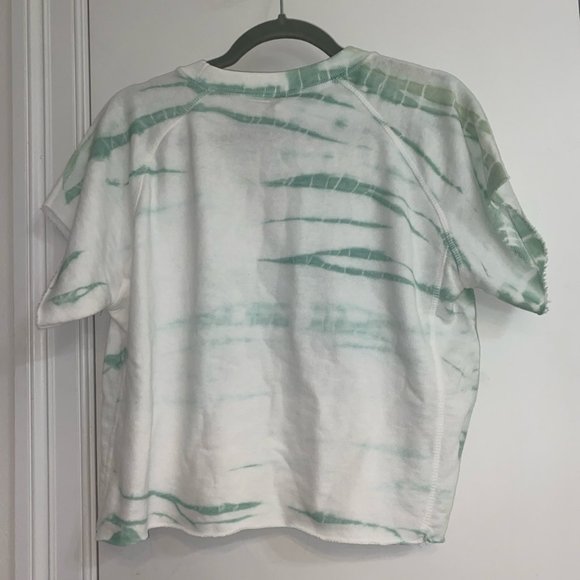 U.S. Apparel Teal and White Tree Miramar Beach Florida Tie Dye Cropped T-Shirt - Picture 2 of 3